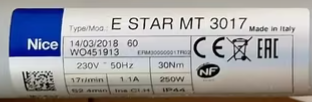 Markisenmotor Nice Era Star MT 3017